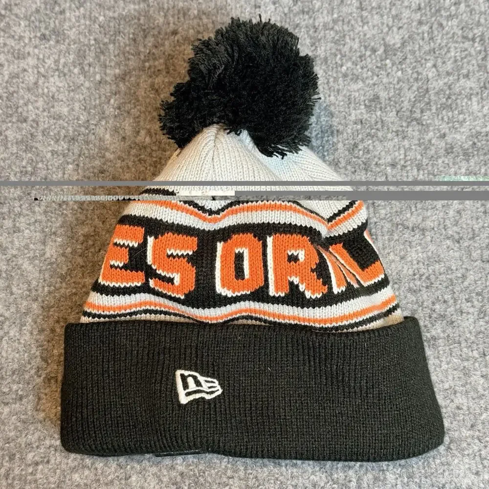 Baltimore Orioles New Era Pom Knit Beanie Hat Black Orange NWT MLB